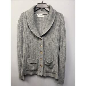Joseph R Harris Vintage Sweater Cardigan Womens Large Taiwan Gray pockets knit
